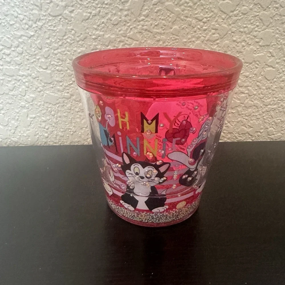 Disney Store NWT Minnie Mouse Cup Mug Double Walled Glitter Shake